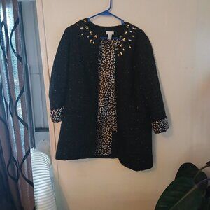 Chicos women's black tweed jacket with embellishment Size 1 Read the description